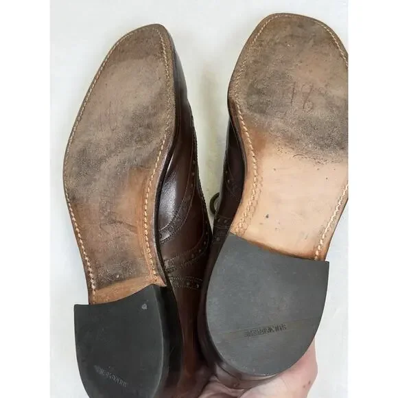 JOHNSTON & MURPHY ARISTOCRAFT Wingtip Brogue Shoe Men’s Sz 10 C/A Brown Lace VTG - Picture 9 of 10